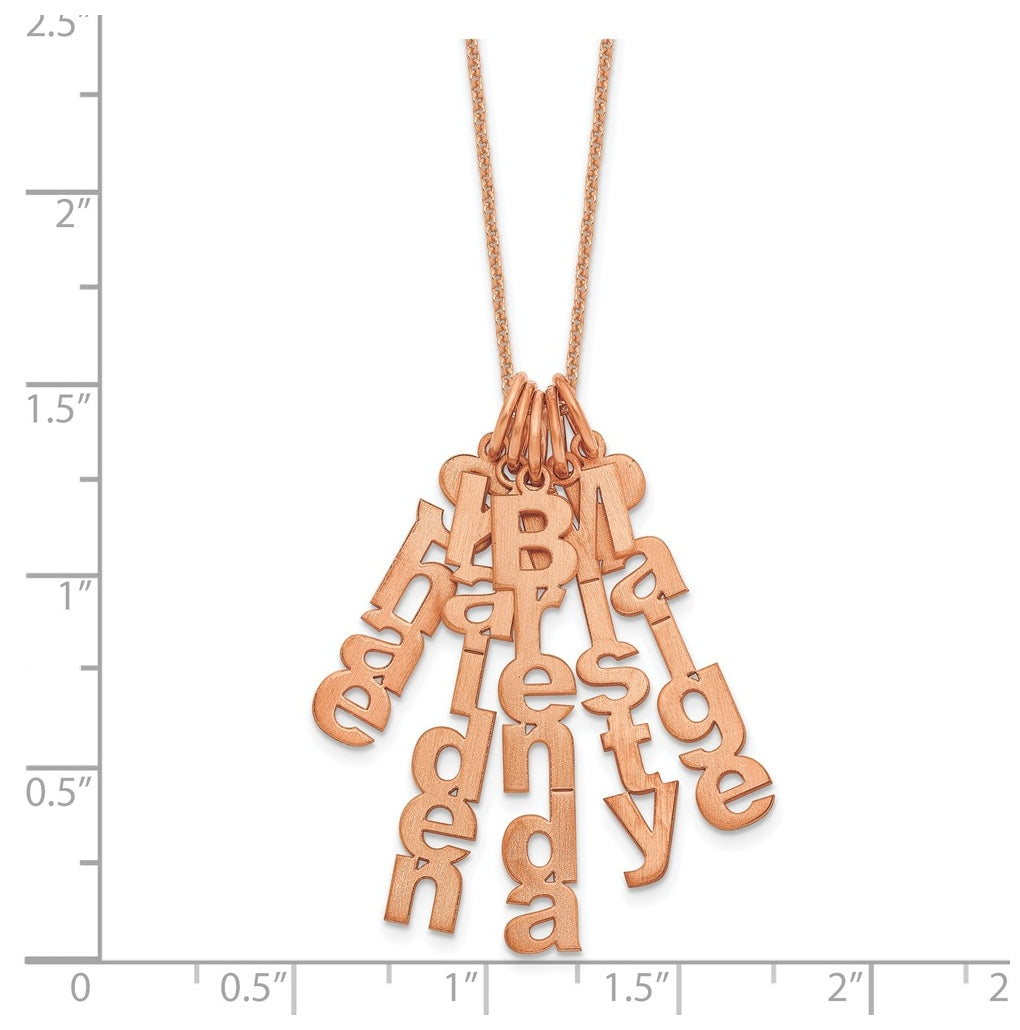 14k Yellow Or White Or Rose Gold Brushed Vertical 5 Name Charm Necklace – Elegant Jewelry Gift for Birthday, Anniversary, Engagement, Wedding