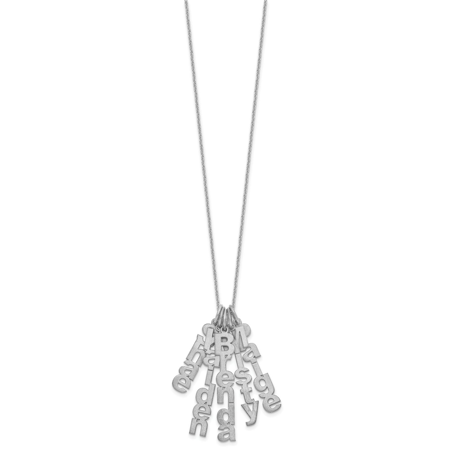 10K White Gold Brushed Vertical 5 Name Charm Necklace