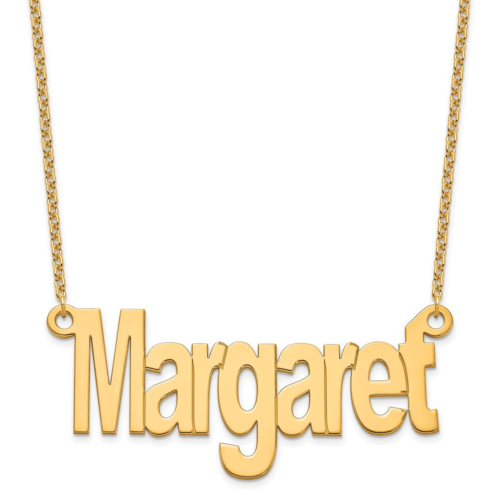 Sterling Silver Gold plated Large Name Plate Necklace