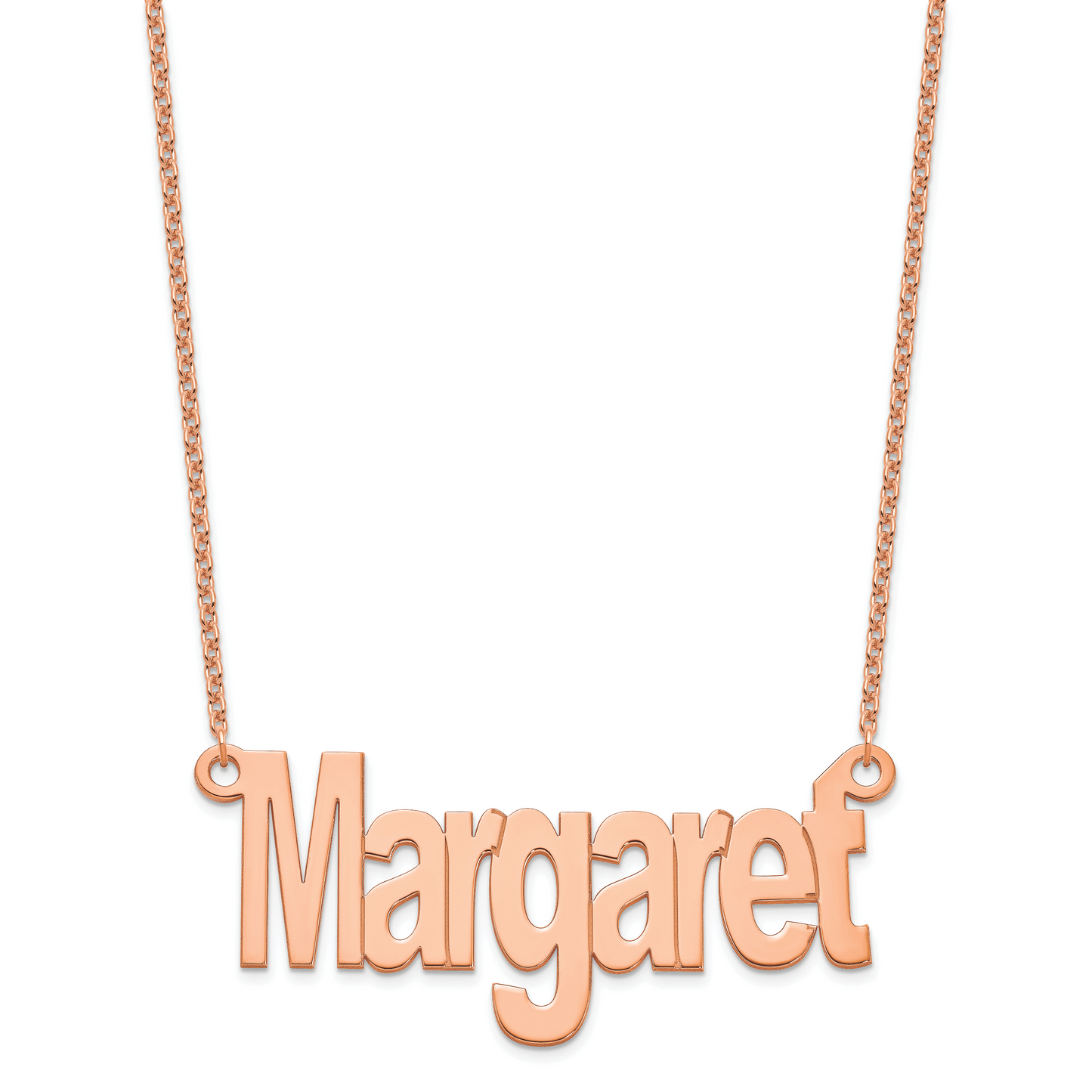 Sterling Silver Rose Gold plated Large Name Plate Necklace