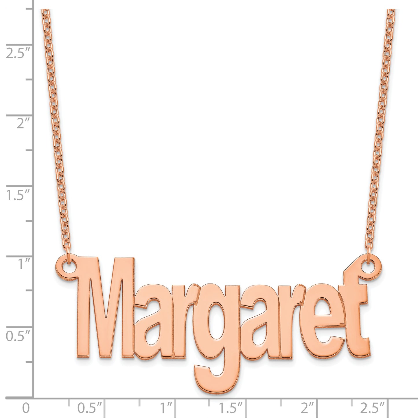 Sterling Silver Rose Gold plated Large Name Plate Necklace