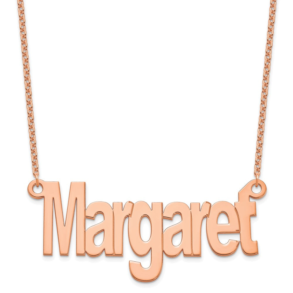 Sterling Silver Rose Gold plated Large Name Plate Necklace