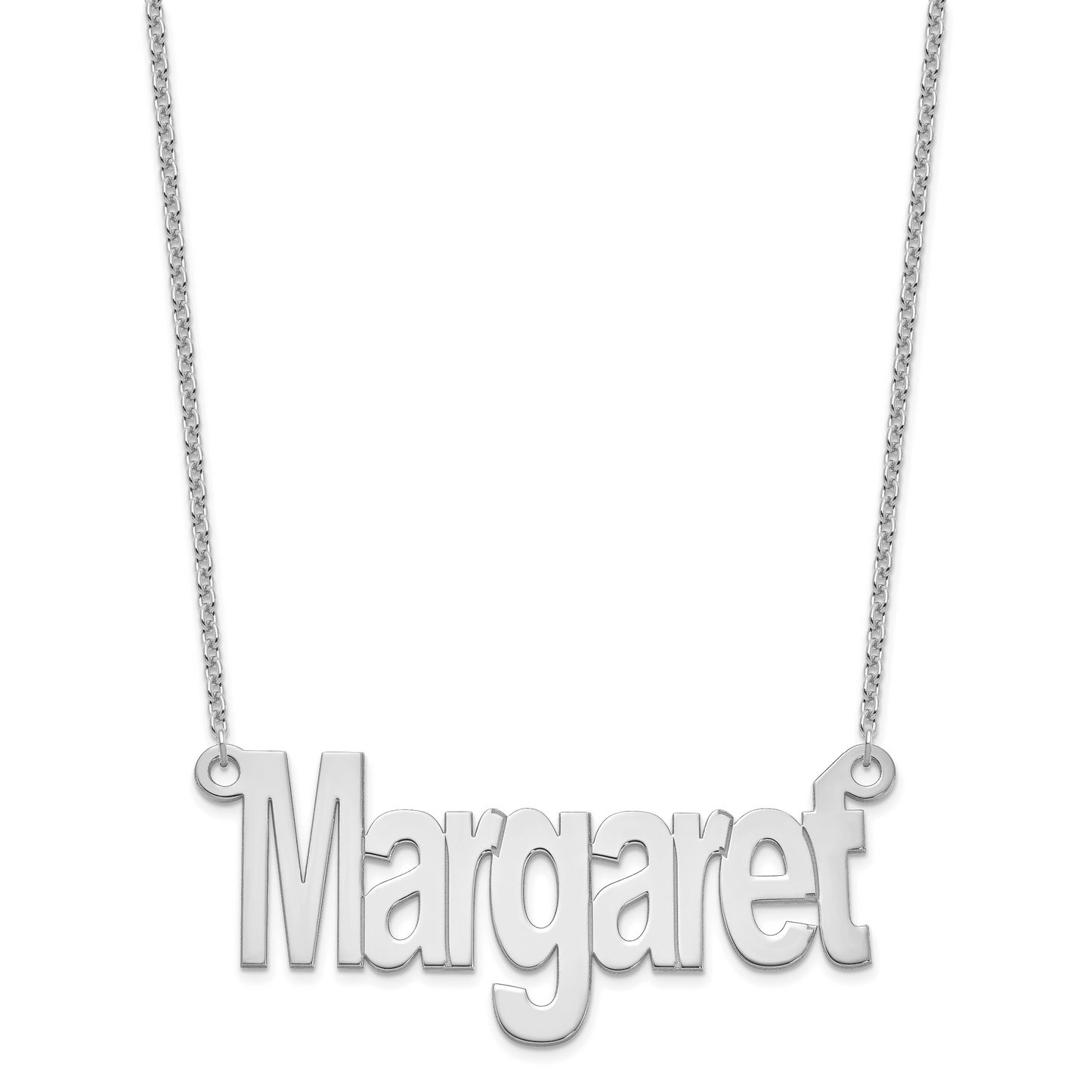 Sterling Silver Rhodium plated Large Name Plate Necklace