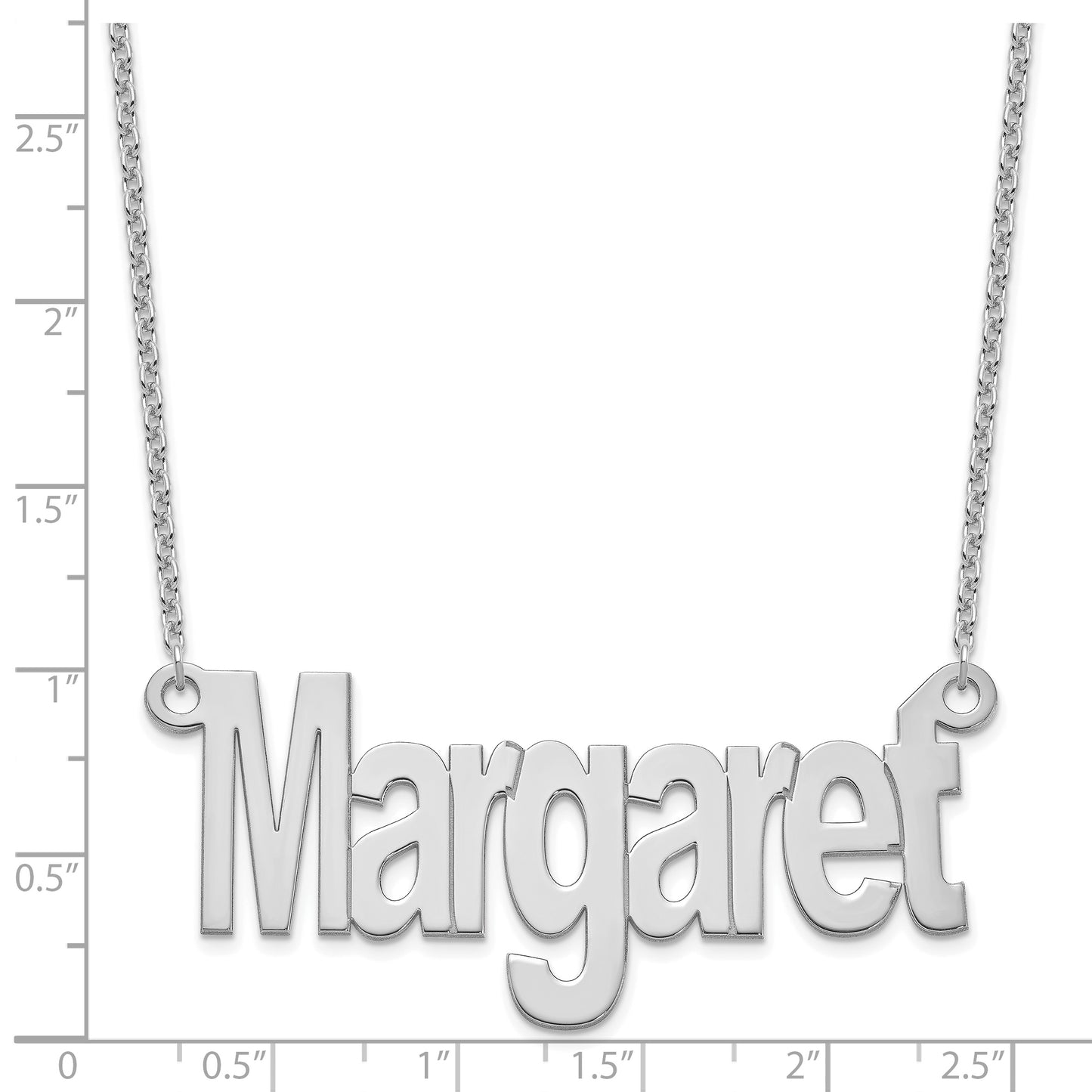 Sterling Silver Rhodium plated Large Name Plate Necklace
