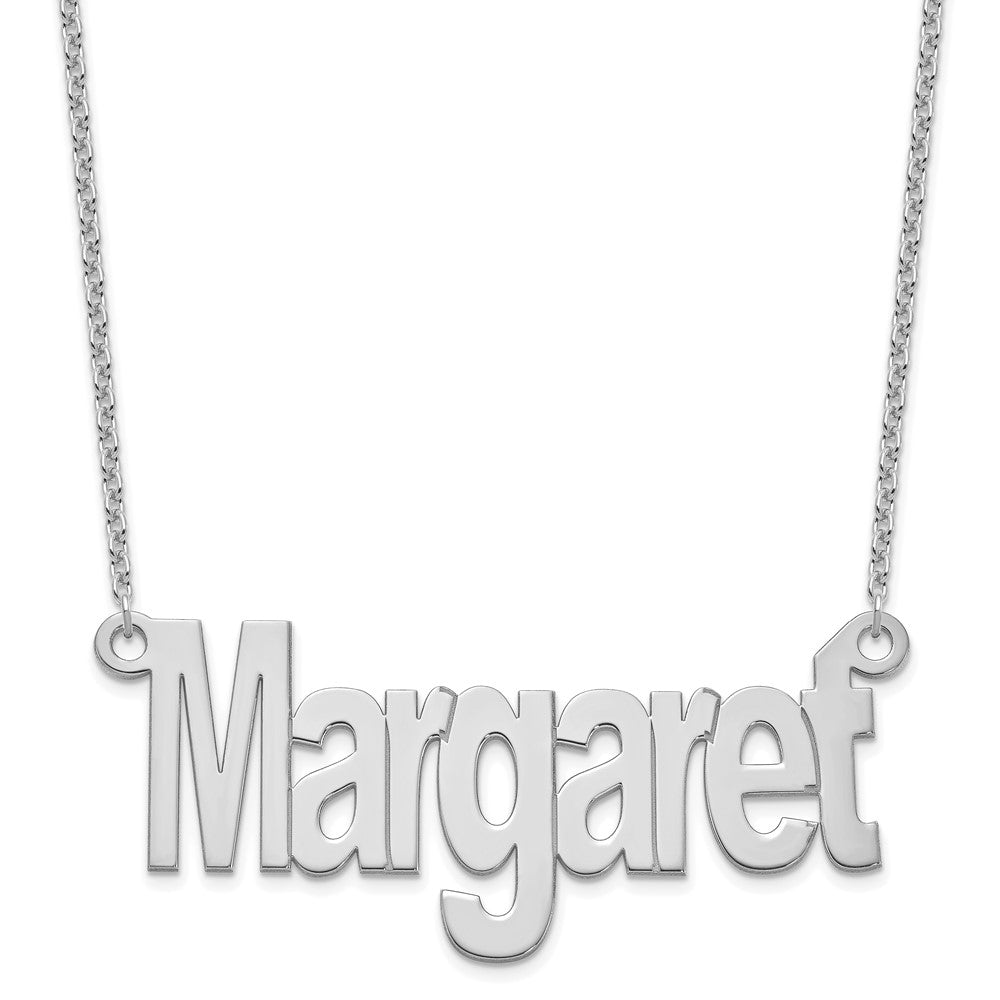 Sterling Silver Rhodium plated Large Name Plate Necklace