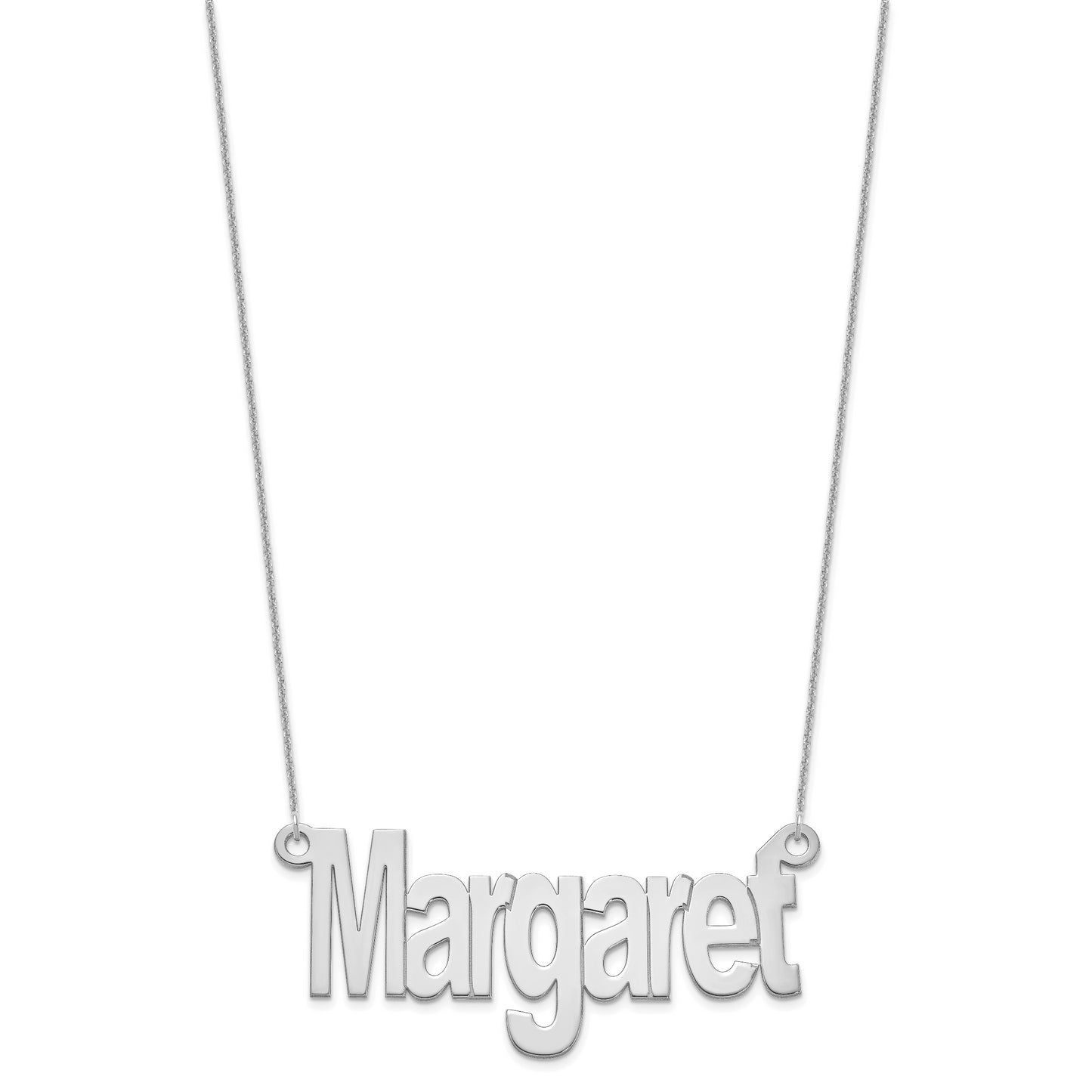 10K White Gold Large Name Plate Necklace
