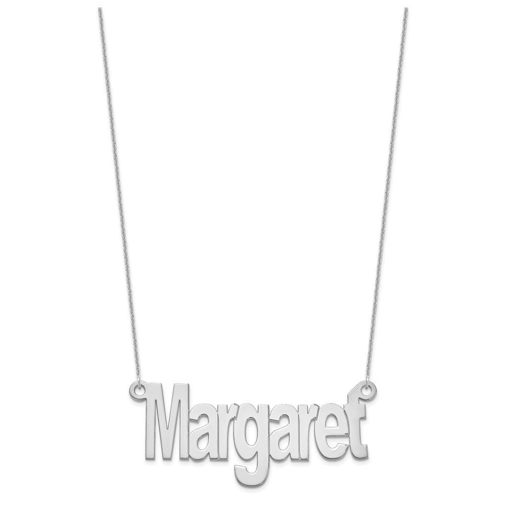10k Yellow Or White Gold Large Name Plate Necklace – Elegant Jewelry Gift for Birthday, Anniversary, Engagement, Wedding