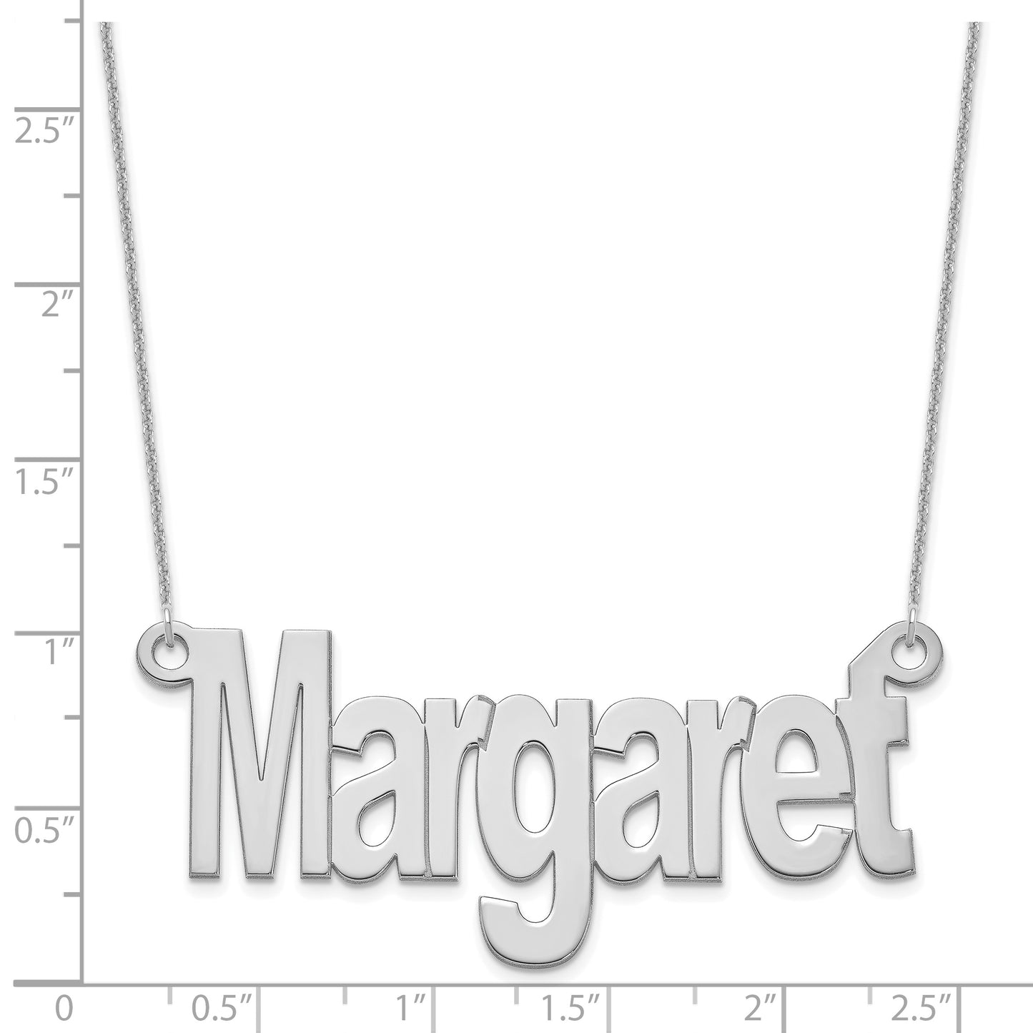 10K White Gold Large Name Plate Necklace