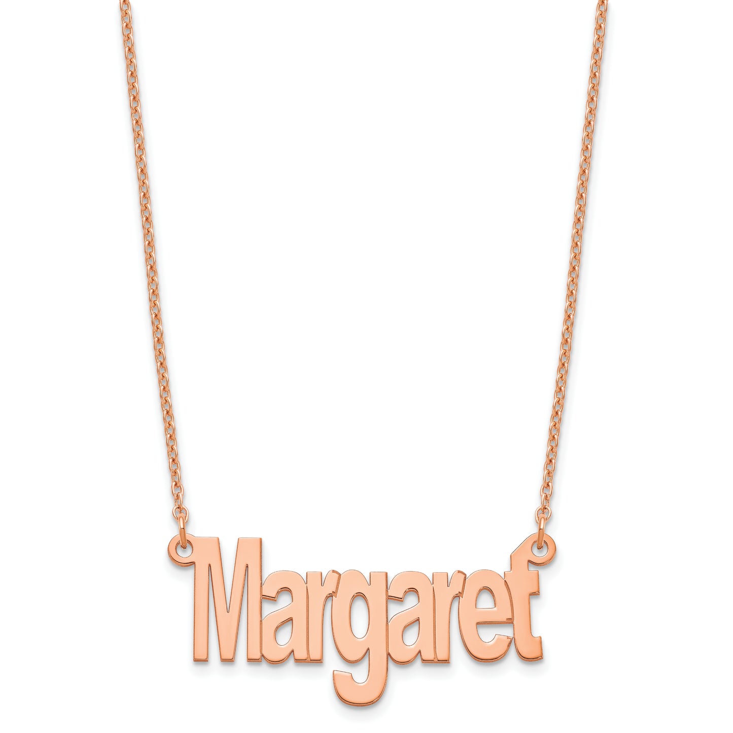 Sterling Silver Rose Gold plated Small Name Plate Necklace