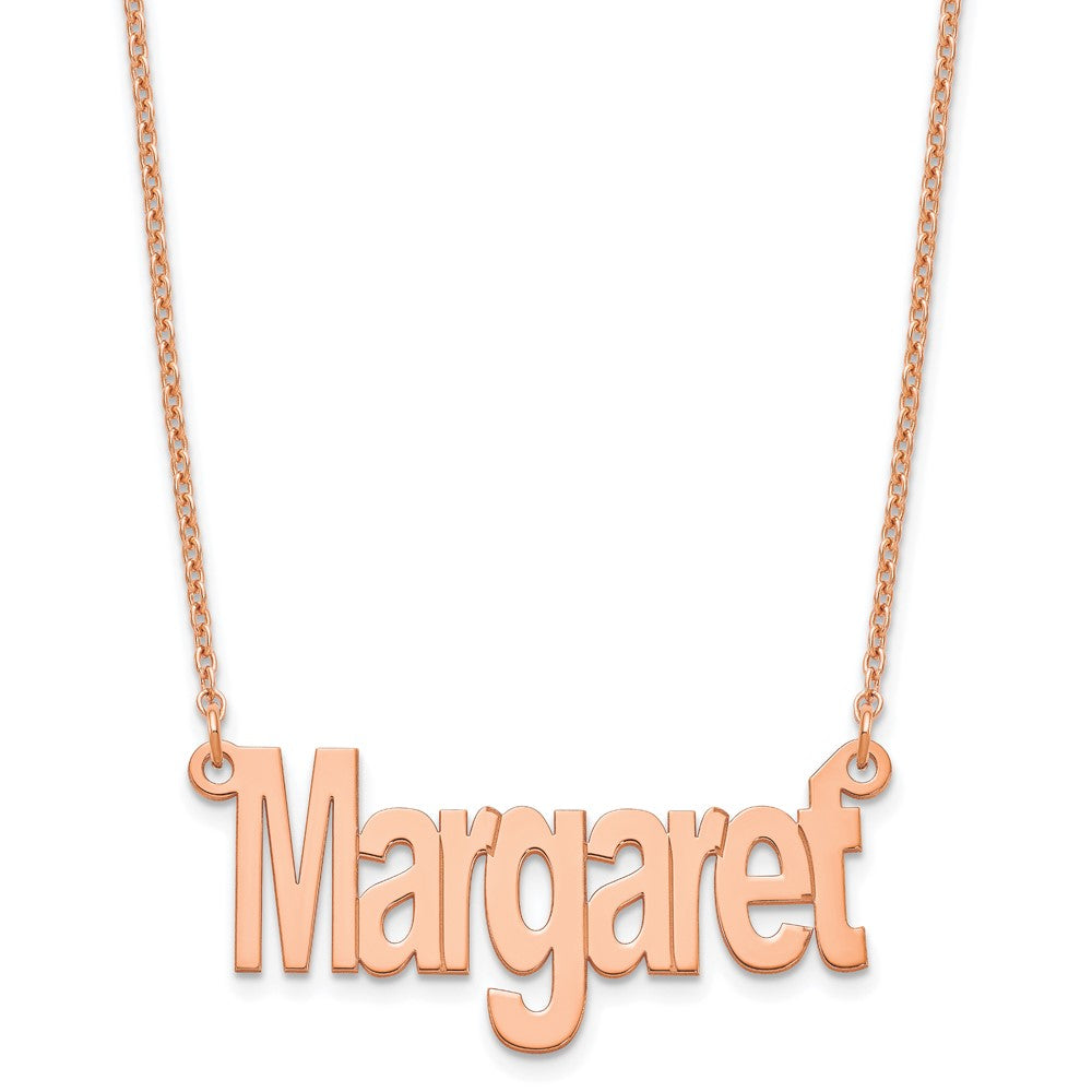 Sterling Silver Rose Gold plated Small Name Plate Necklace