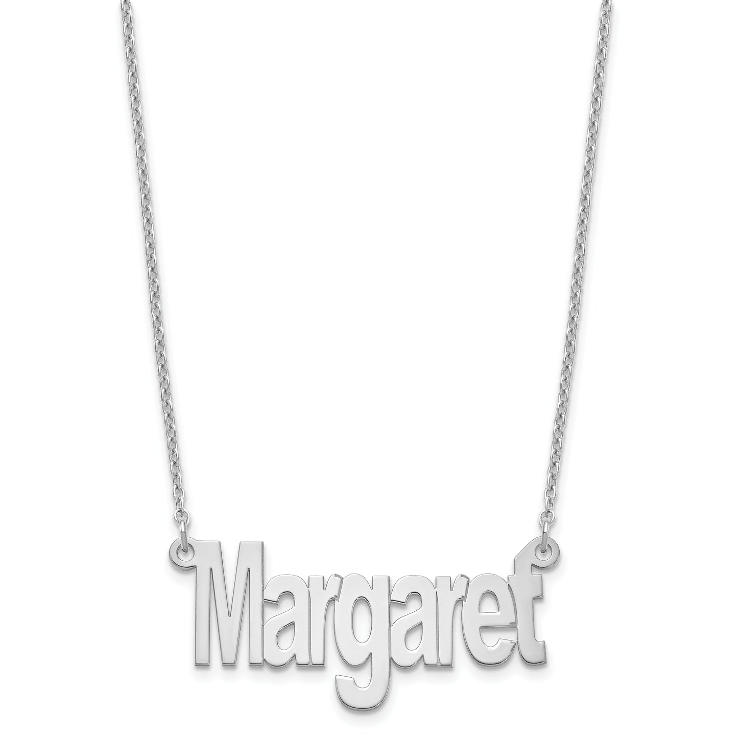 Sterling Silver Rhodium plated Small Name Plate Necklace