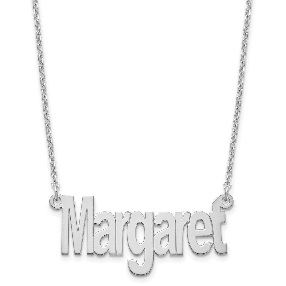 Sterling Silver Rhodium plated Small Name Plate Necklace