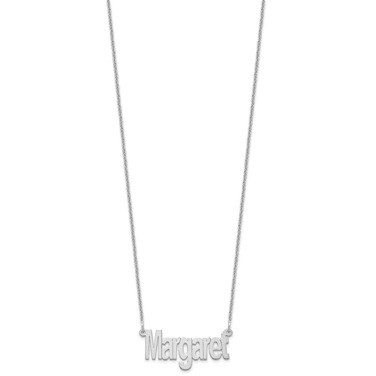 10K White Gold Small Name Plate Necklace