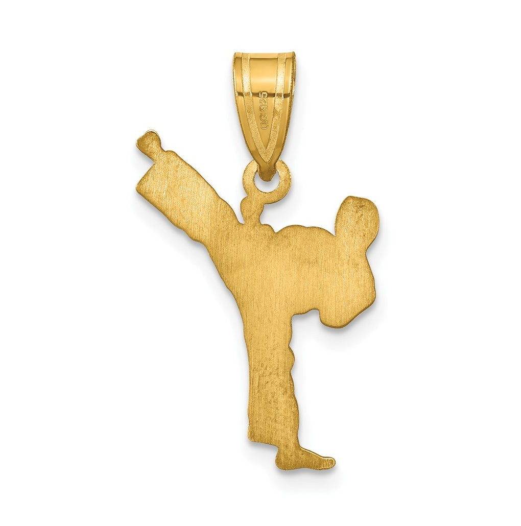 14k Yellow Or White Or Rose Gold Or Sterling Silver Personalized Boy Karate Pendant