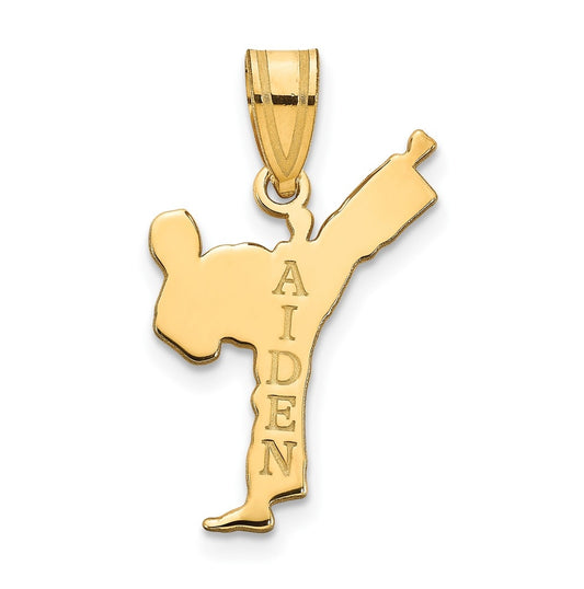14k Yellow Or White Or Rose Gold Or Sterling Silver Personalized Boy Karate Pendant