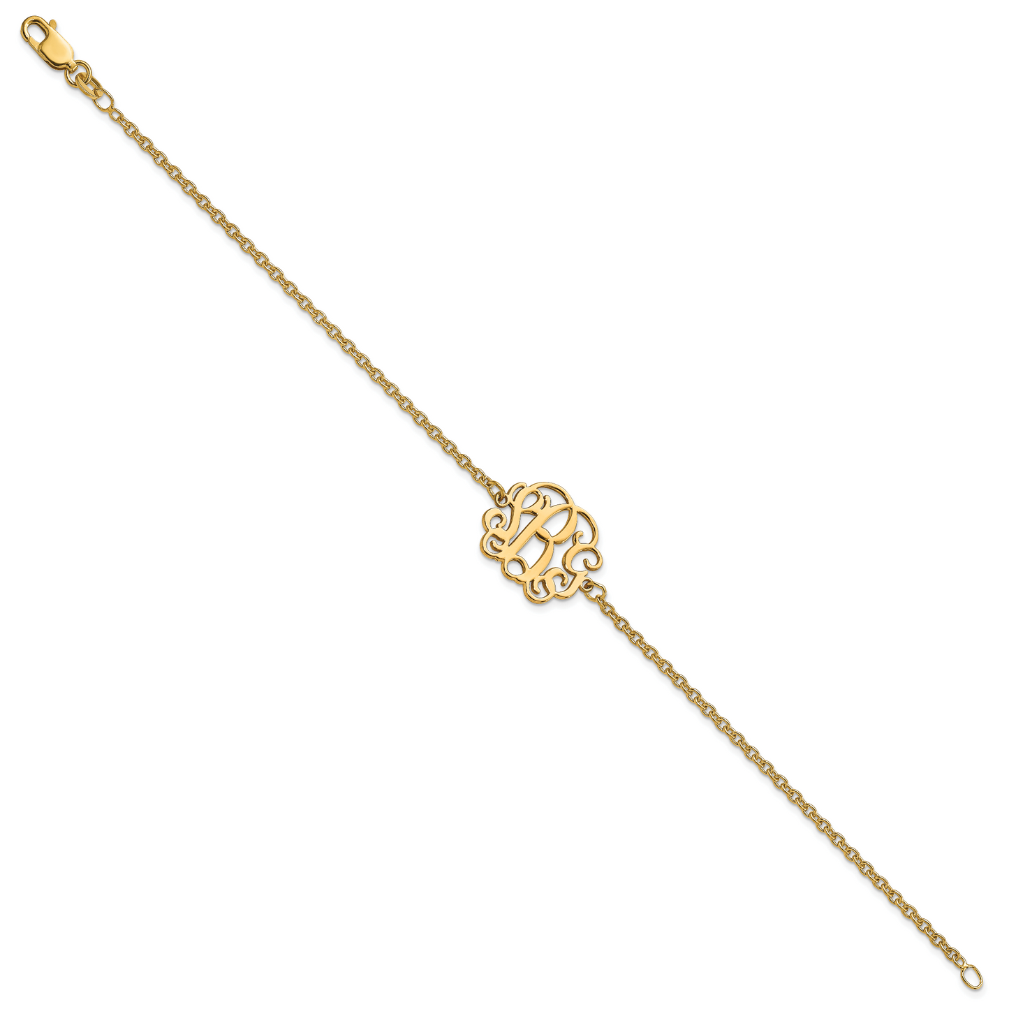 Sterling Silver Gold plated Polished Monogram Bracelet