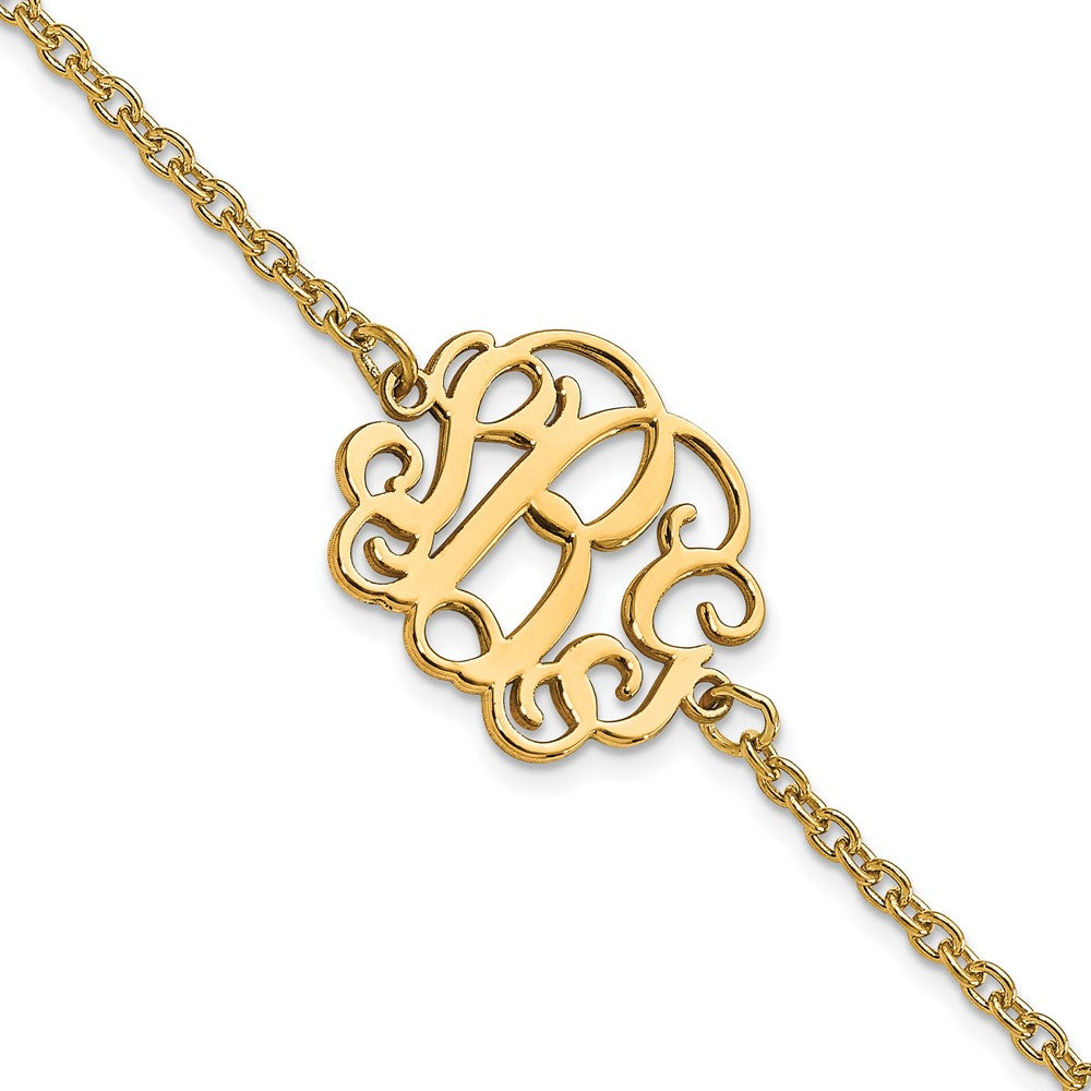 Sterling Silver Gold plated Polished Monogram Bracelet