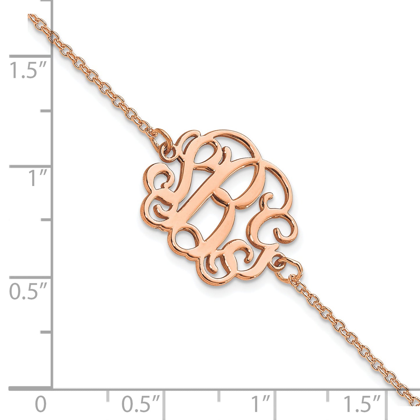 14K Rose Gold Polished Monogram Bracelet