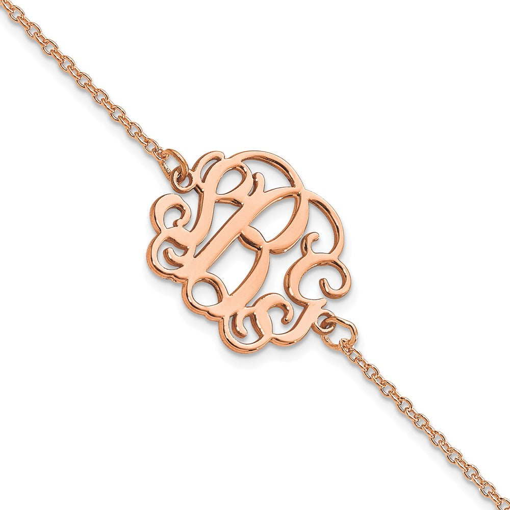 14K Rose Gold Polished Monogram Bracelet