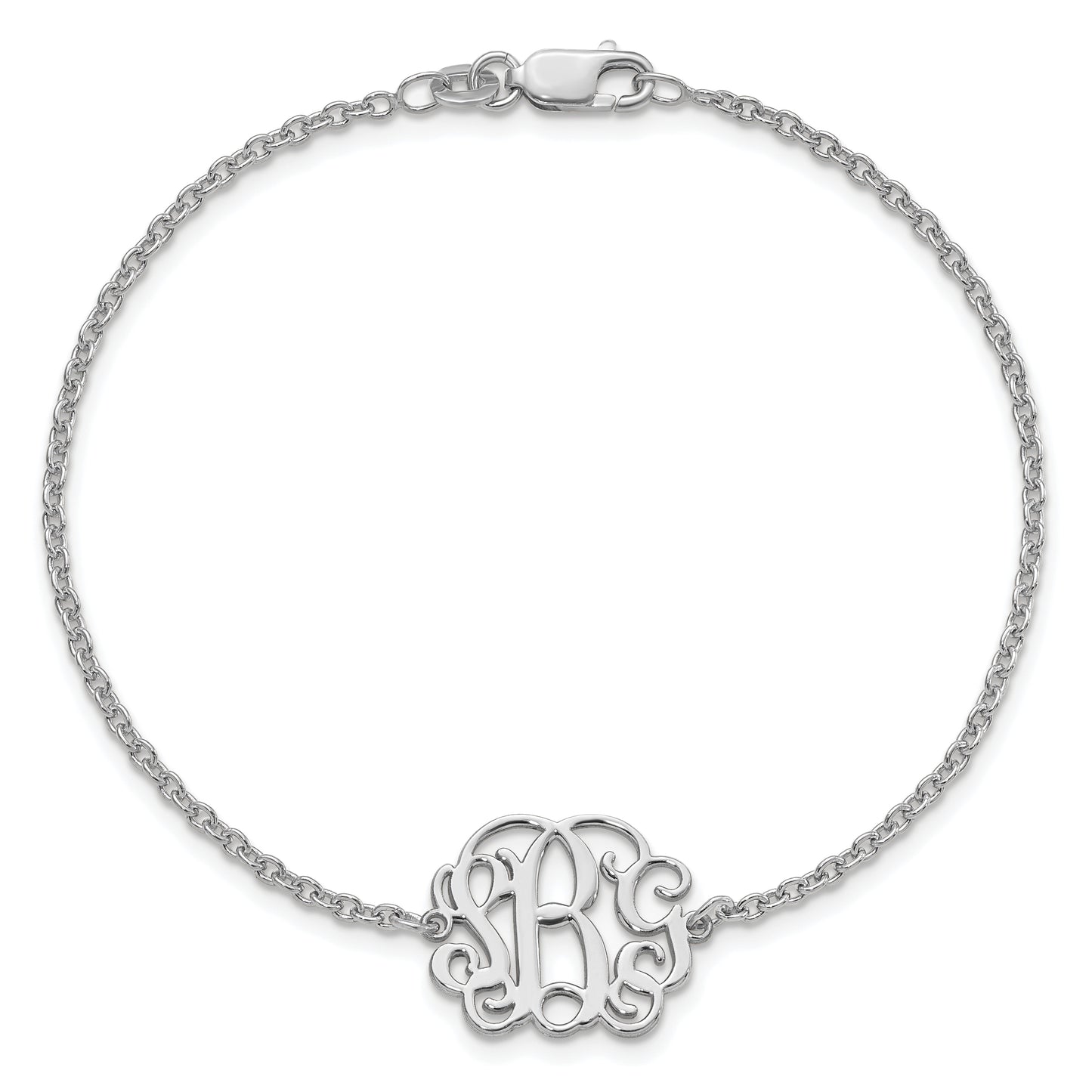 10K White Gold Polished Monogram Bracelet