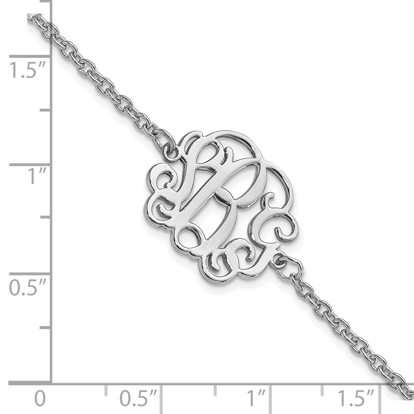 10K White Gold Polished Monogram Bracelet