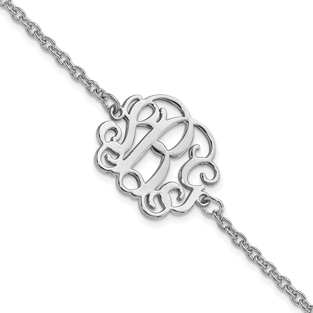 10K White Gold Polished Monogram Bracelet
