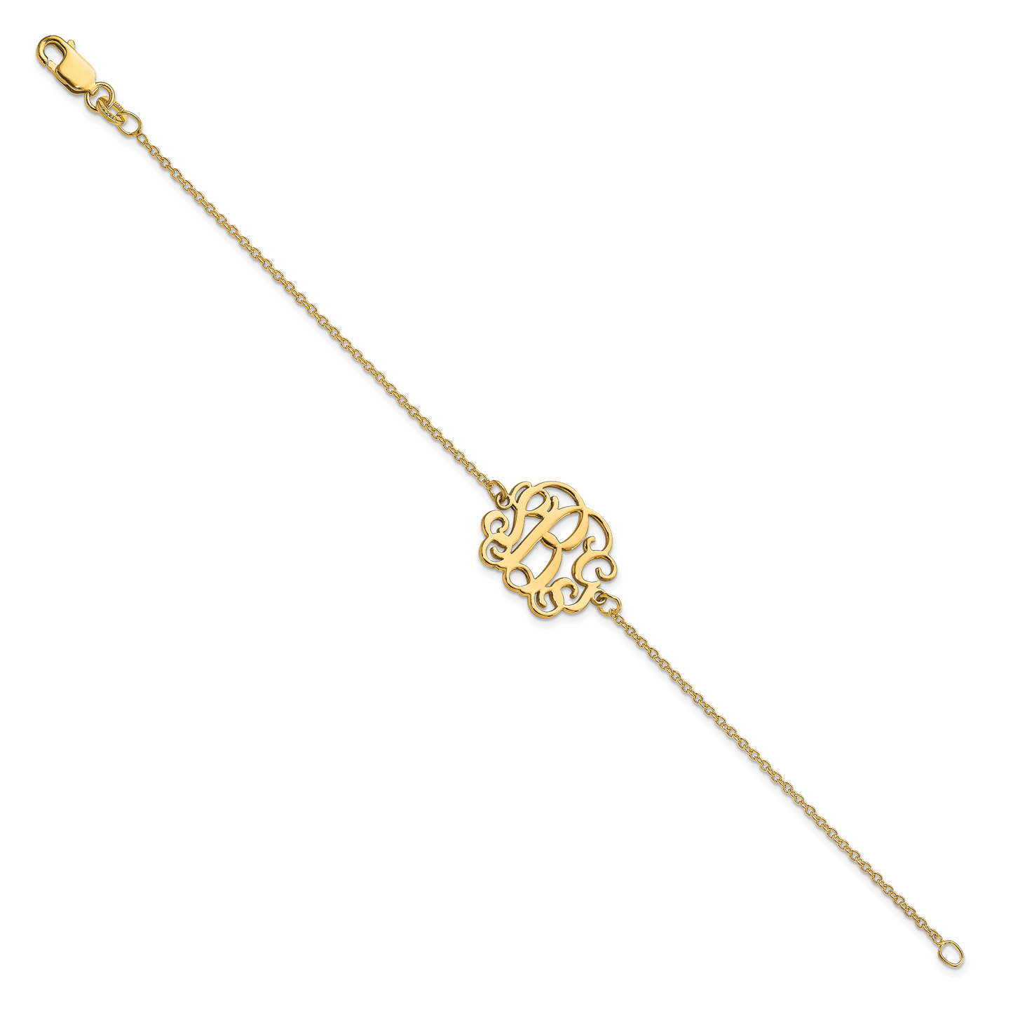 14K Yellow Gold Polished Monogram Bracelet