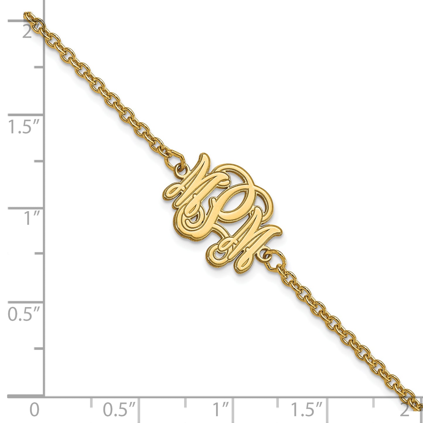 Sterling Silver Gold plated Etched Outline Monogram Bracelet
