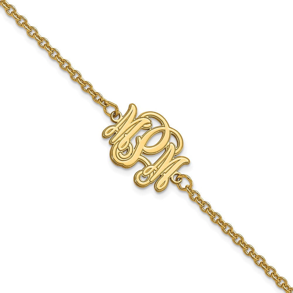 Sterling Silver Gold plated Etched Outline Monogram Bracelet