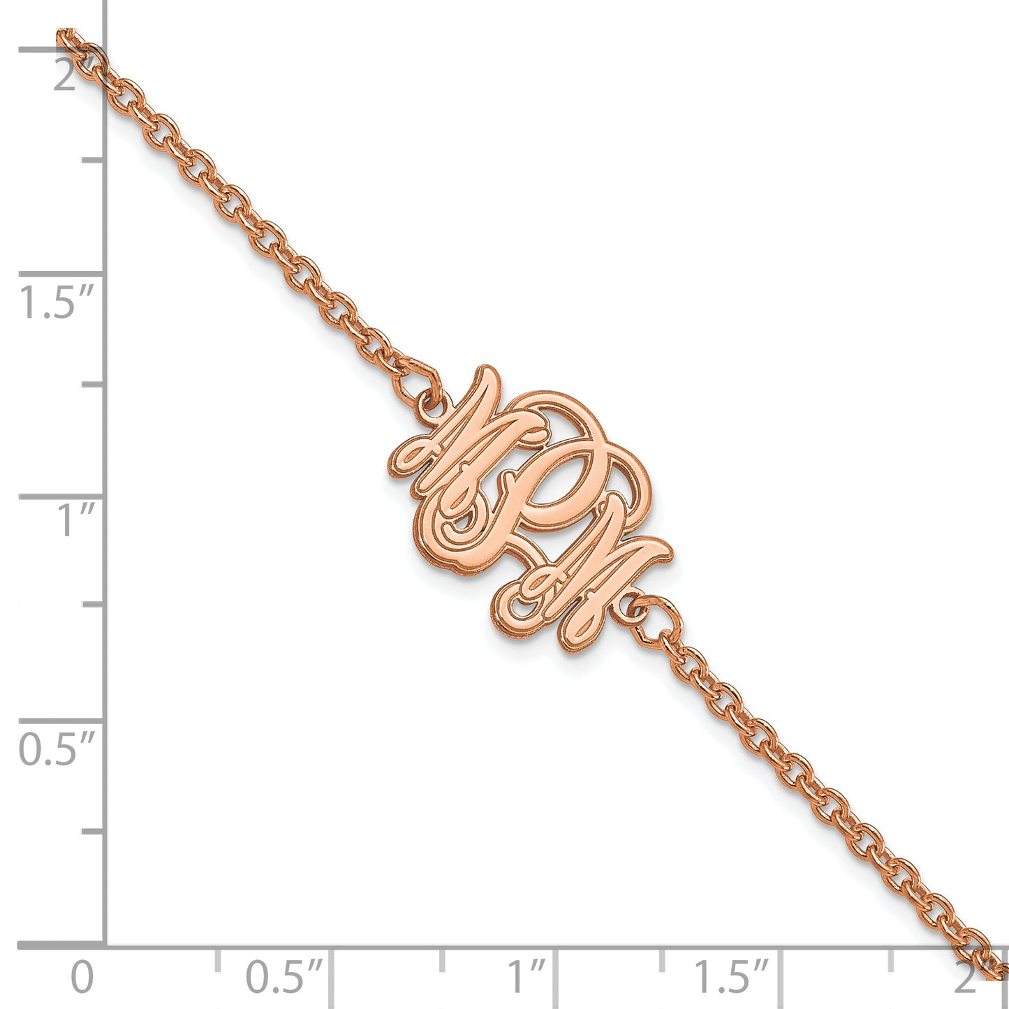 Sterling Silver Rose Gold plated Etched Outline Monogram Bracelet