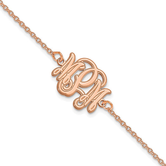 14K Rose Gold Etched Outline Monogram Bracelet