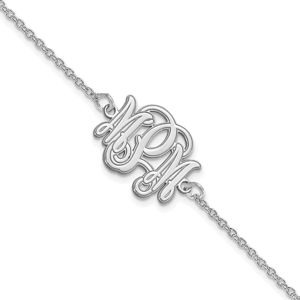 14K White Gold Etched Outline Monogram Bracelet