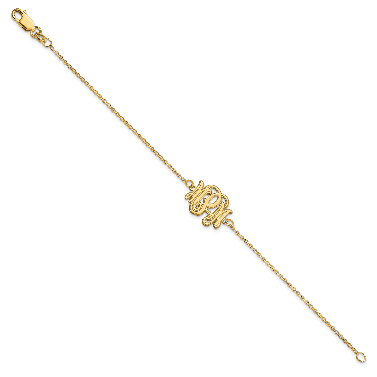 14K Yellow Gold Etched Outline Monogram Bracelet