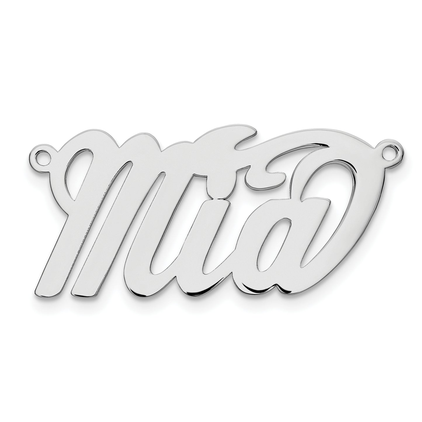 Sterling Silver Rhodium plated Polished Name Plate
