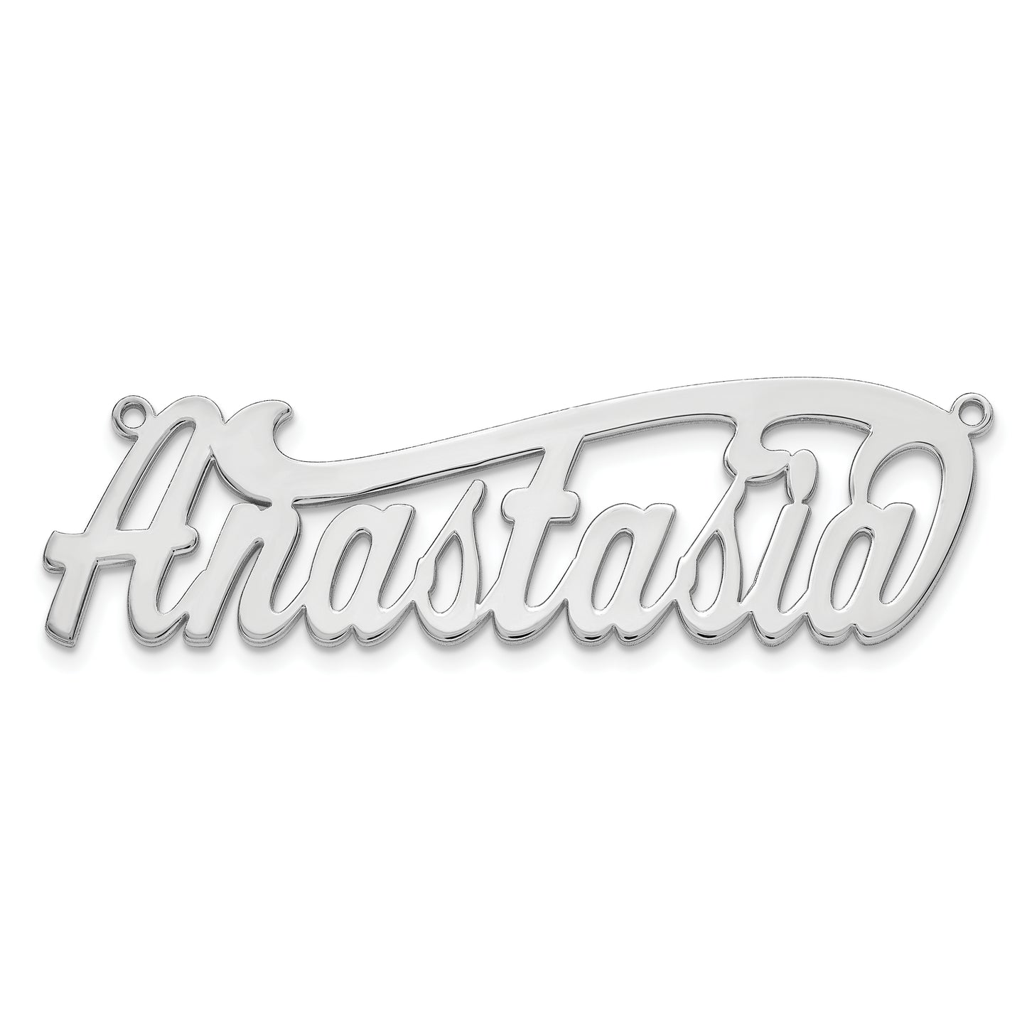Sterling Silver Rhodium plated Polished Name Plate