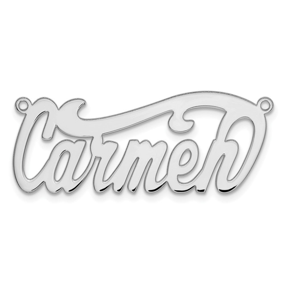 Sterling Silver Rhodium plated Polished Name Plate
