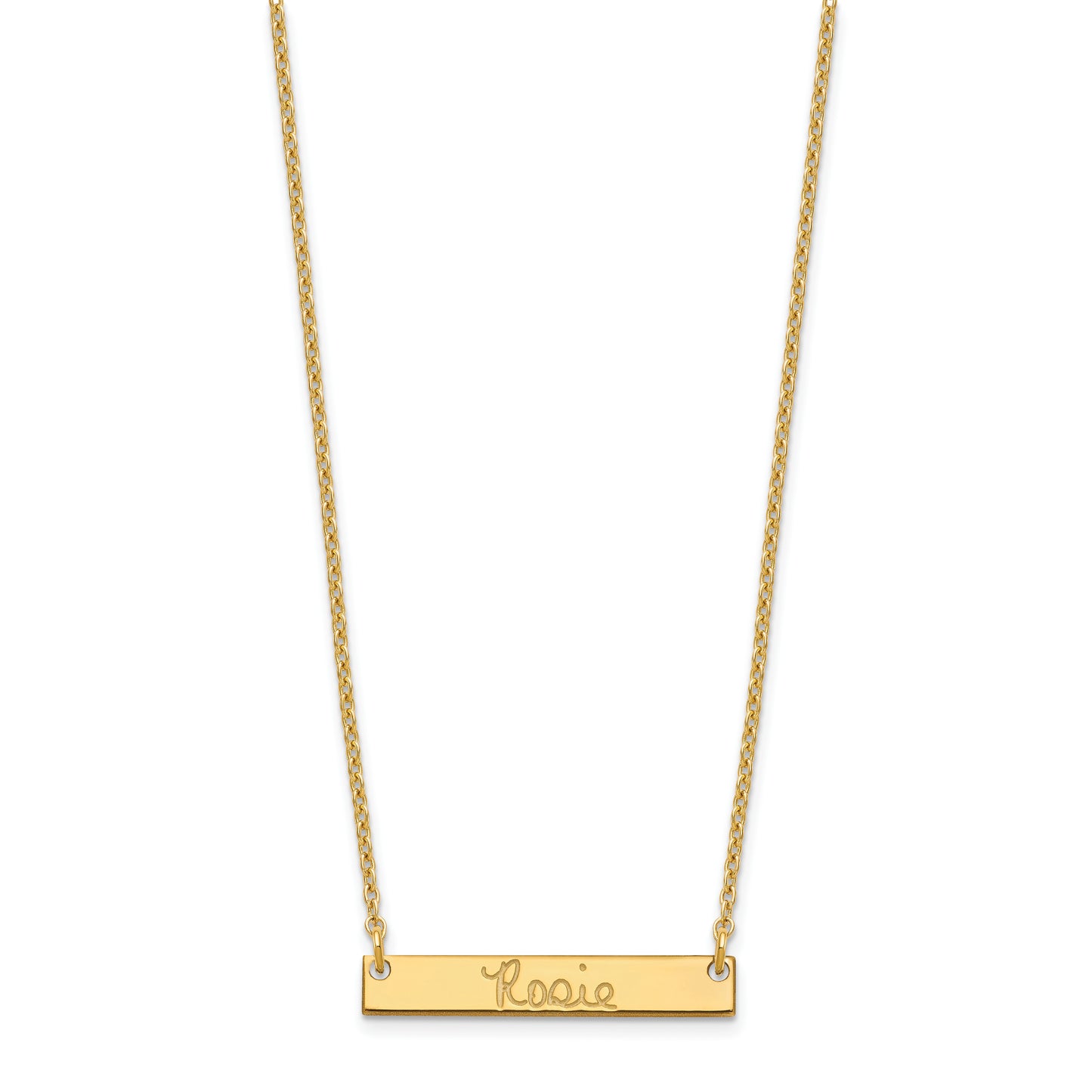Sterling Silver Gold plated Small Polished Signature Bar Necklace