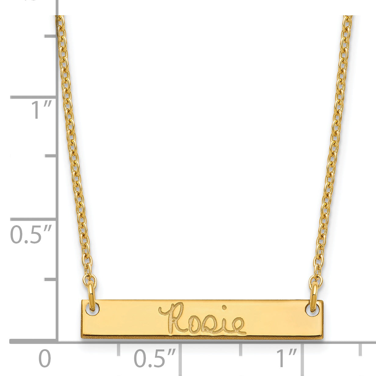 Sterling Silver Gold plated Small Polished Signature Bar Necklace