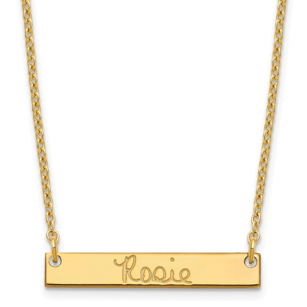 Sterling Silver Gold plated Small Polished Signature Bar Necklace