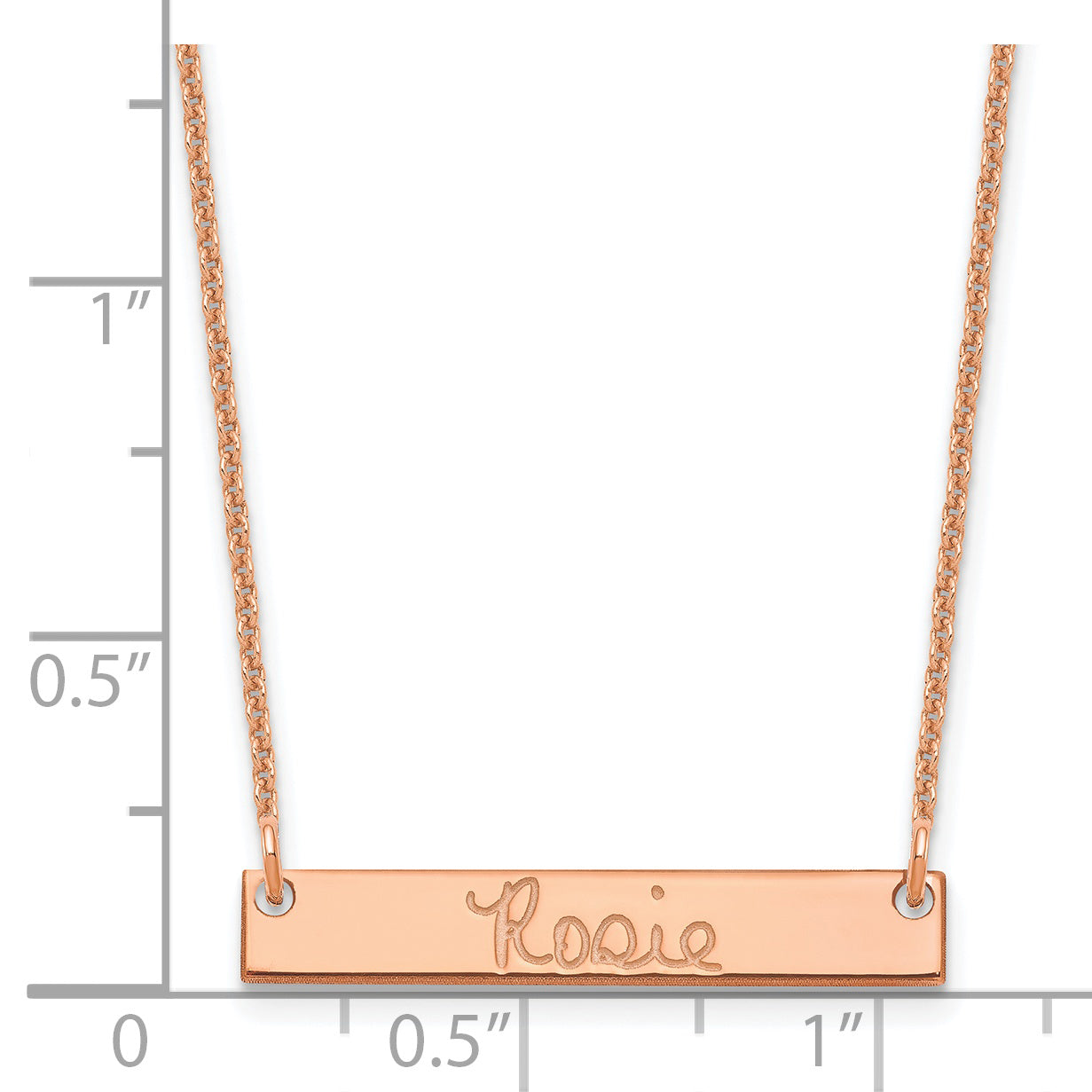 14K Rose Gold Small Polished Signature Bar Necklace
