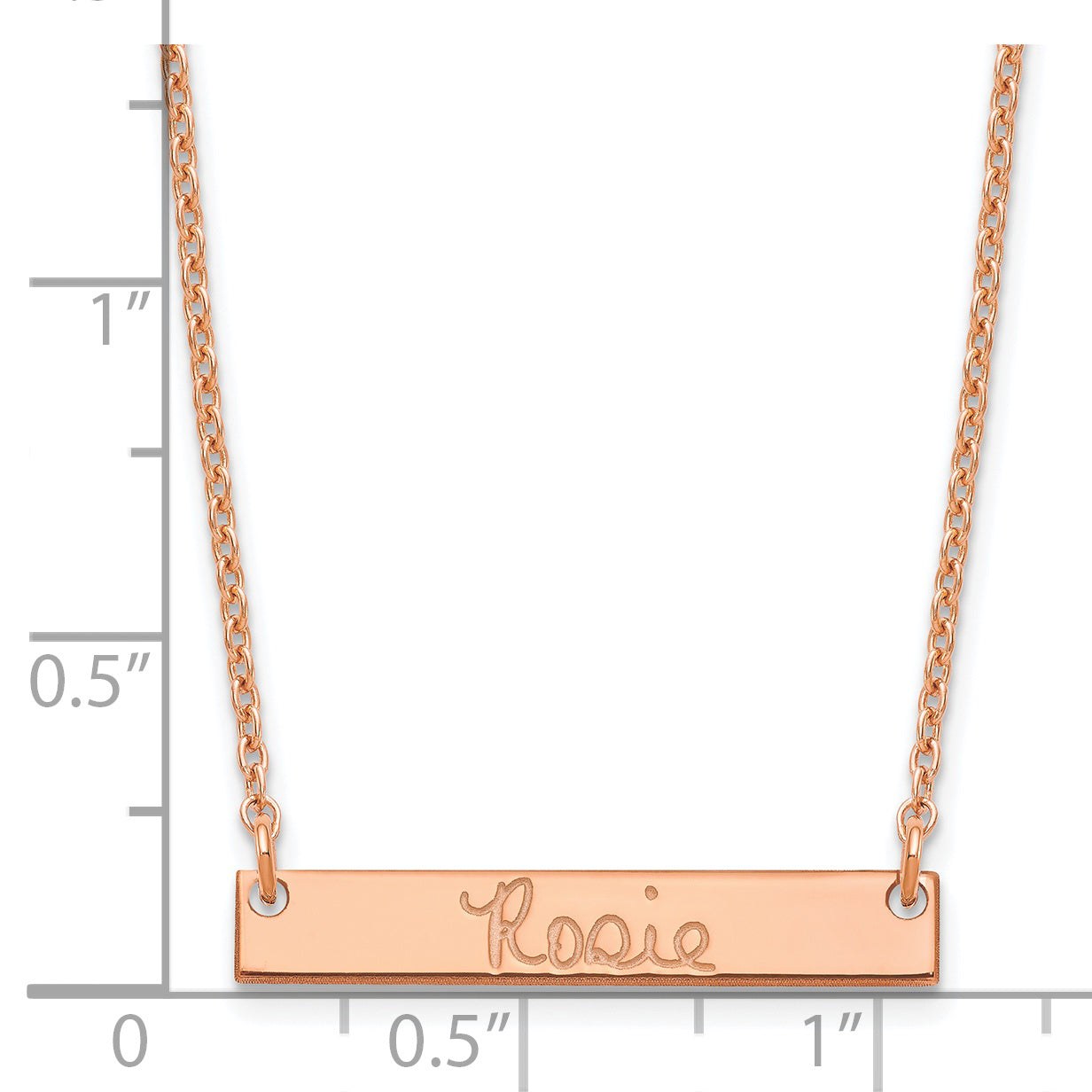 Sterling Silver Rose Gold plated Small Polished Signature Bar Necklace