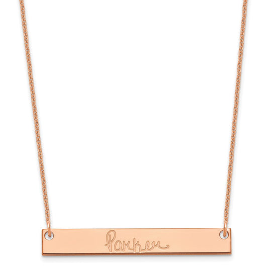 14K Rose Gold Medium Polished Signature Bar Necklace