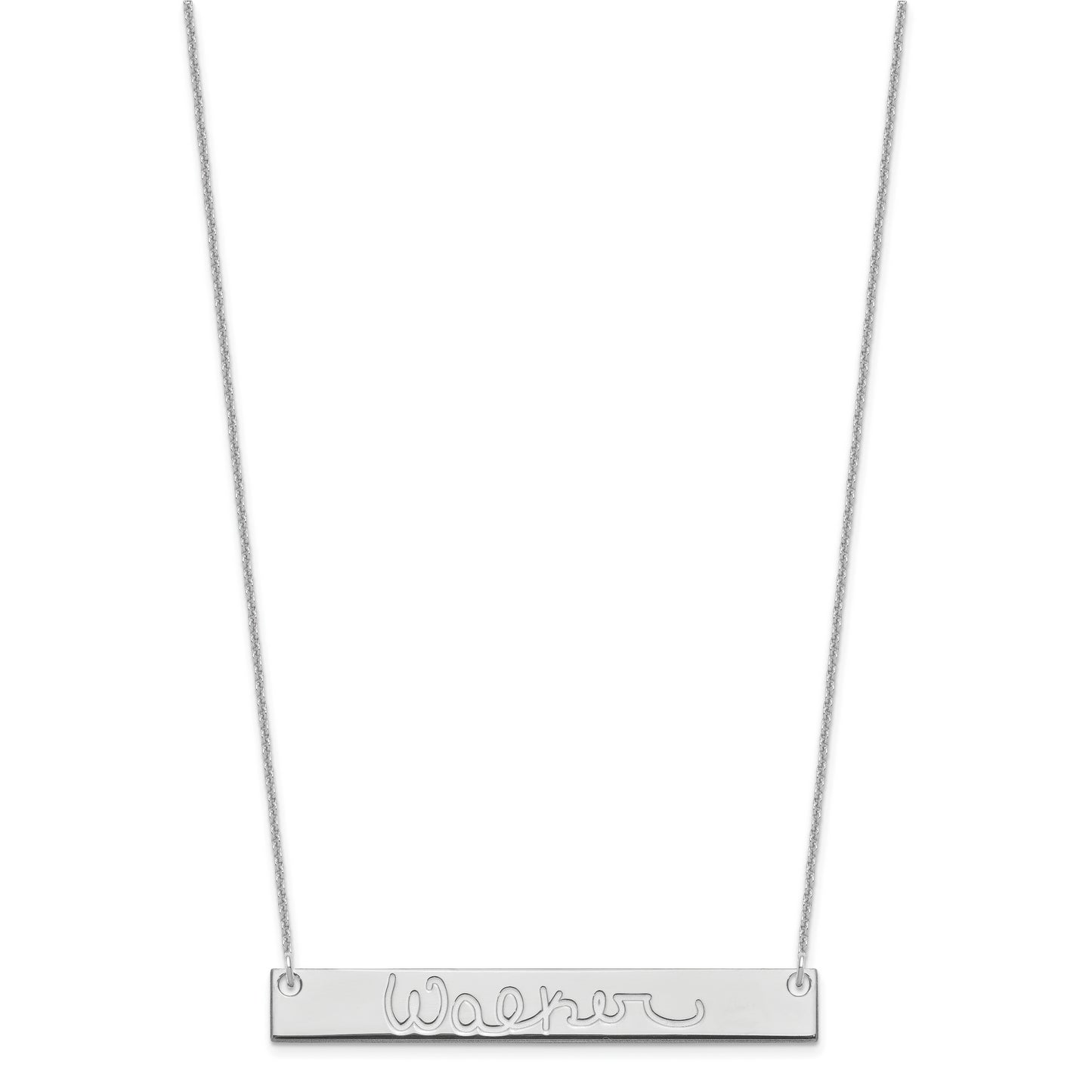 10K White Gold Large Polished Signature Bar Necklace