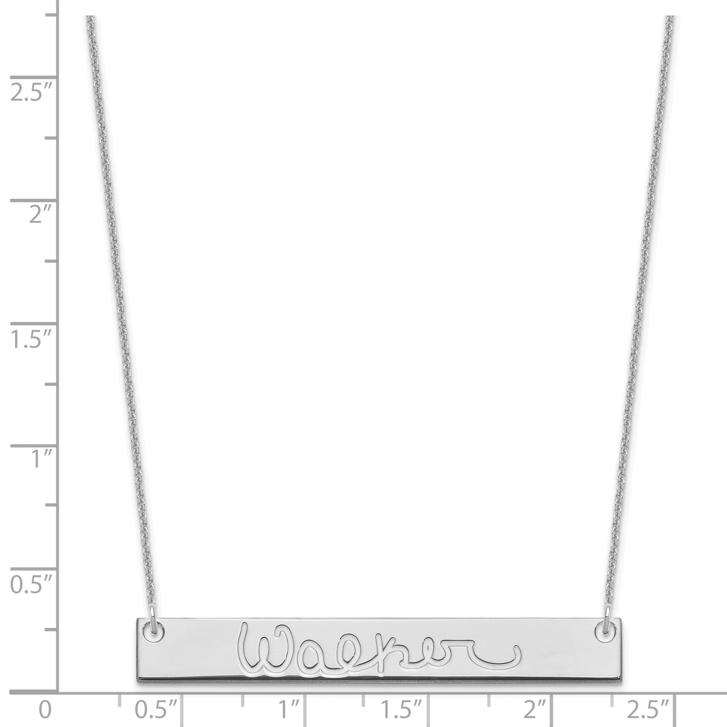 10K White Gold Large Polished Signature Bar Necklace