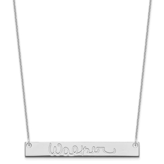 10K White Gold Large Polished Signature Bar Necklace
