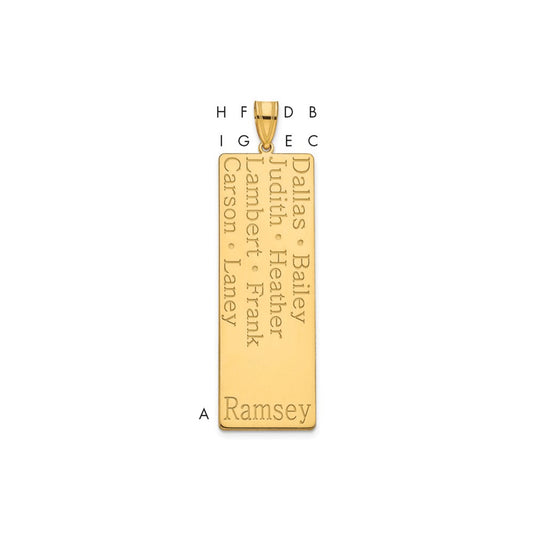 10K Yellow Gold 8 Name Family Pendant