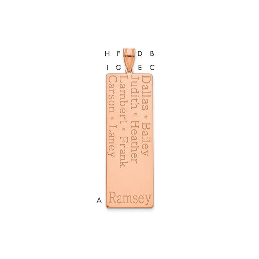 10K Rose Gold 8 Name Family Pendant