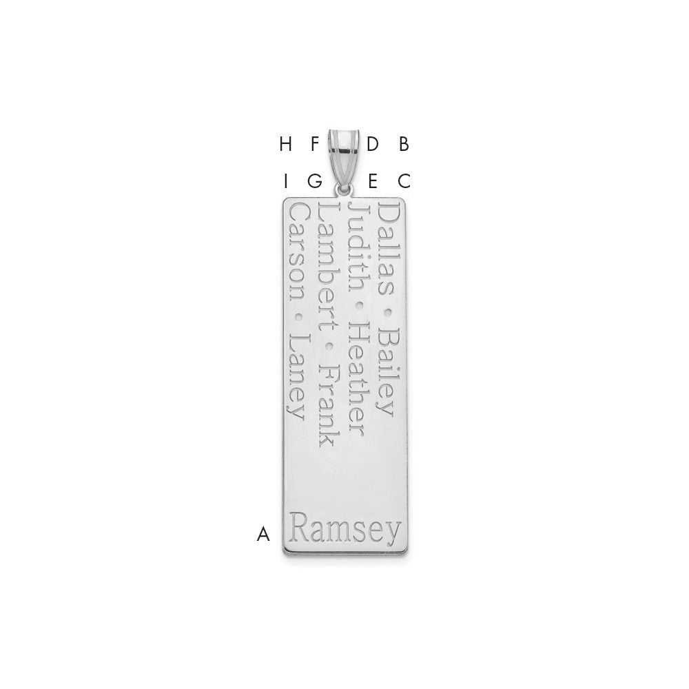 10K White Gold 8 Name Family Pendant