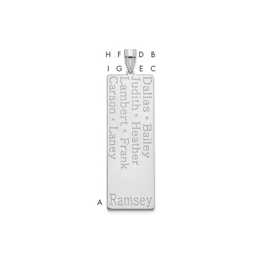 10K White Gold 8 Name Family Pendant
