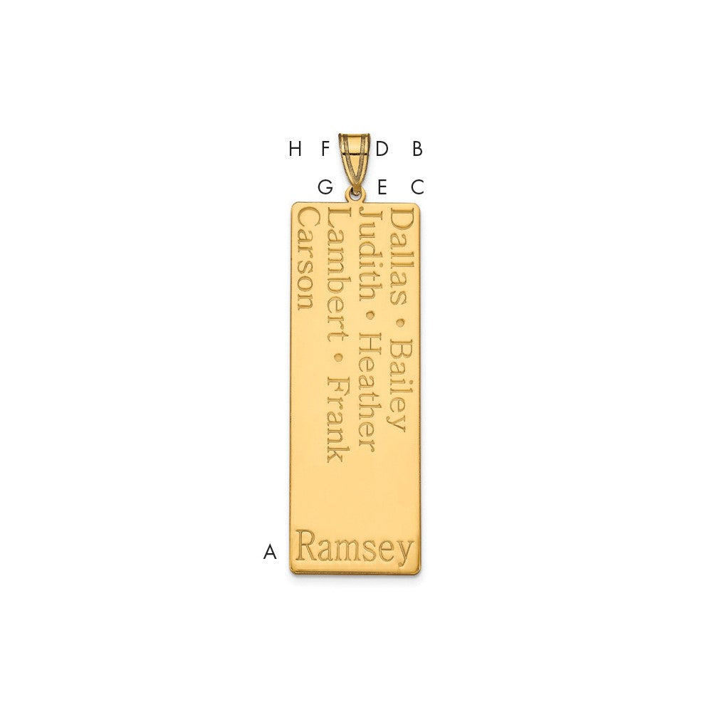 10K Yellow Gold 7 Name Family Pendant